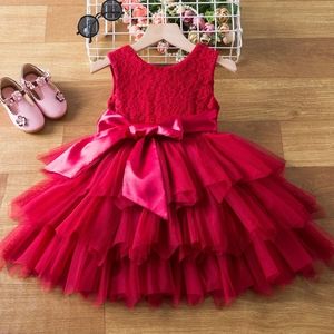 4T 5T Girls Red Lace Birthday Dress w/ Satin Bow Party Dress/ Party/ Wedding